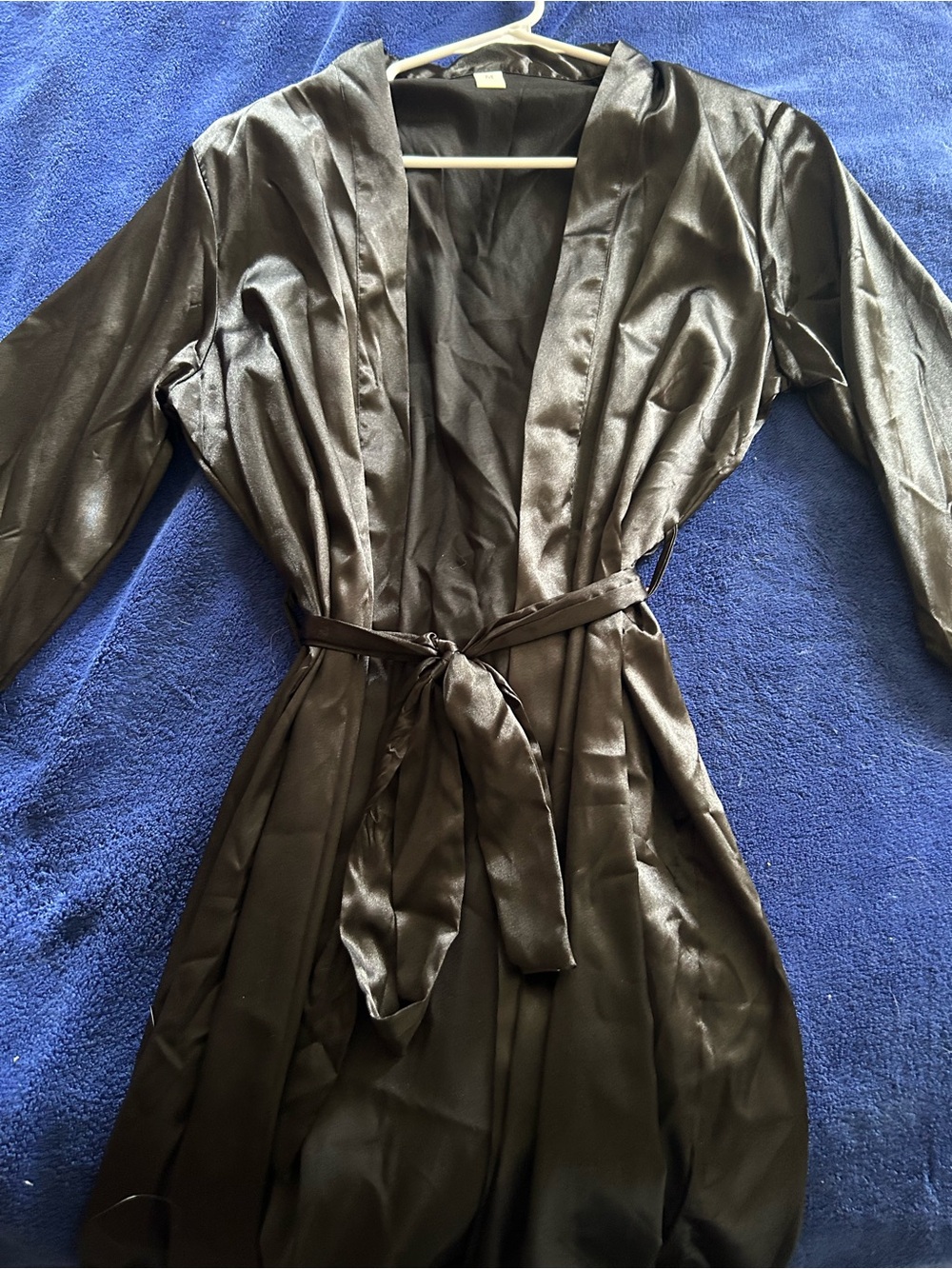 Source Unknown Black Satin Robe with Belt